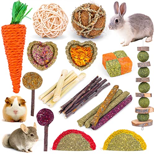 VESPRO Bunny Toys für Kaninchen, Hamster/Guinea Wutz, natürliches Spielzeug, Timothy Hay Sticks und Bälle für Kaninchen, Kaninchen, Chinchilla, Guinea Pig, Hamster, Bunny Teeth Care von VESPRO