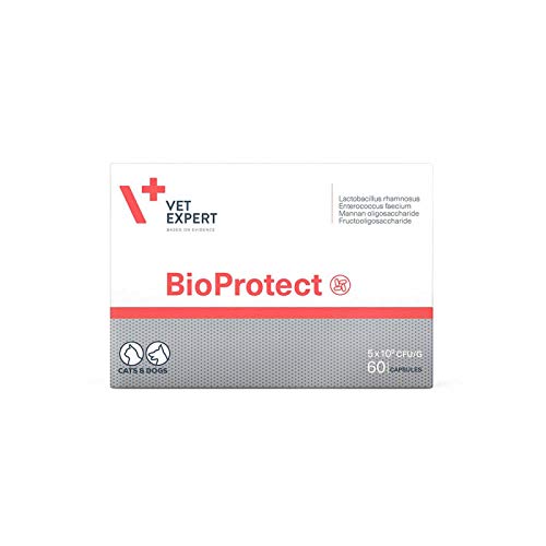 VETEXPERT BioProtect 60 Kapseln Das Präparat ist bestimmt für Hunde und Katzen mit Störungen der Magen-Darm-Mikroflora, die z.B. durch Durchfall, Antibiotikatherapie oder Entwurmung verursacht werden, sowie für im Wachstum befindliche Tiere und solche, die zu Verstopfung neigen von VETEXPERT