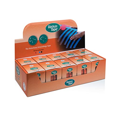 VetkinTape® Displaybox | 20 Kinesiotape Rollen für Tiere (3cm x 5 m) | Kinesiologie Tape für Pferde und Hunde | Kinesiotapes für Tierärztliche Zwecke | Orange von VETKIN