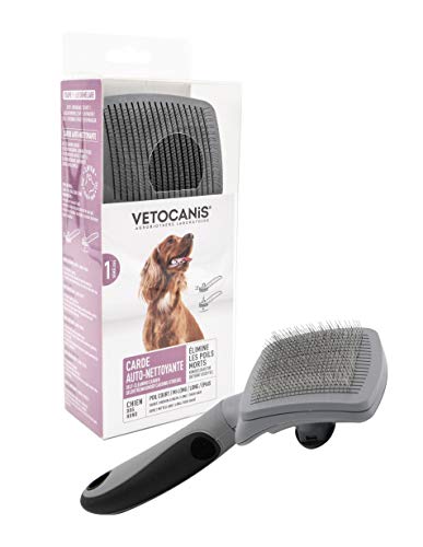 Vetocanis Fellpflegebürste für Hunde, einziehbar und selbstreinigend, 0,2 kg von VETOCANIS
