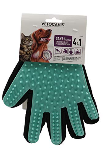 Vetocanis Handschuh zur Fellpflege von Hund und Katze | 4-in-1 Aktion – Bürsten, Massage, Baden und Auffangen von Haaren | Handschuh Bürste für Katzen und Hunde aus Silikon für alle Fellgrößen von VETOCANIS