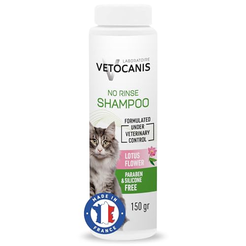 Vetocanis|Katzenshampoo|Trockenshampoo in Pulverform|Reinigt überschüssiges Sebum und Schmutz |Mit Talkum|Katzen Fellpflege|Unter Tierärztlicher Kontrolle Formuliert | Hergestellt in Frankreich | 150g von VETOCANIS