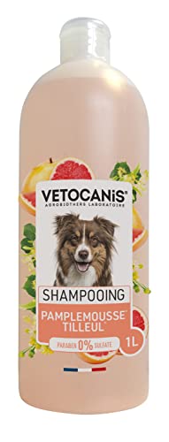 VETOCANIS Hundeshampoo für den täglichen Gebrauch, weich und erfrischend das Fell – geeignet für alle Arten von Fell Welpen, ohne Silikon oder Parabene, Grapefruit & Linde, 1 l, Rosa von VETOCANIS