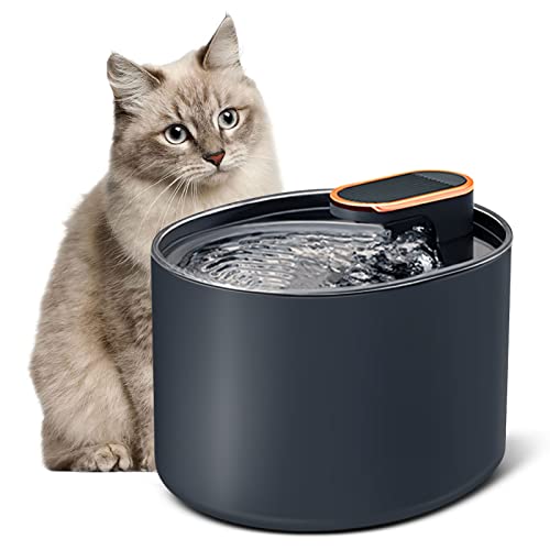 Super Silent Katzen trinkbrunnen, 3L Katzen Trinkbrunnen, Eingebautes LED Licht, Aktivkohlefilter, Intelligente Pumpe, mit Filterungen für die Reinigung von Trinkwasser für Haustiere(Schwarz) von VEUWOLM