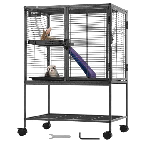 VEVOR 610x440x865mm Frettchenkäfig aus Metall, 2-stöckiger Kleintierkäfig mit Rampen und Tablett, einfach aufzubauen für Hausratten, Hamster, Meerschweinchen, Chinchillas, Eichhörnchen, Igel, Hasen von VEVOR