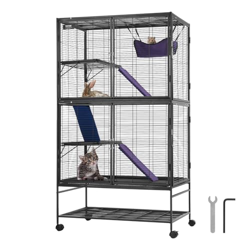 VEVOR 92x58x164cm Frettchenkäfig aus Metall, 4-stöckiger Kleintierkäfig mit Rampen und Tablett, einfach aufzubauen für Hausratten, Hamster, Meerschweinchen, Chinchillas, Eichhörnchen, Igel, Hasen von VEVOR