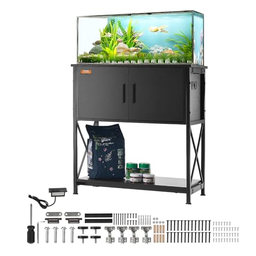 VEVOR Aquariumständer, 29 Gallonen Fischtankständer, 730 x 420 x 762 mm Schildkrötentankständer aus Stahl & MDF, 110 kg Tragkraft, Reptilientankständer mit Lagerschrank und Eingebettetem Netzteil von VEVOR