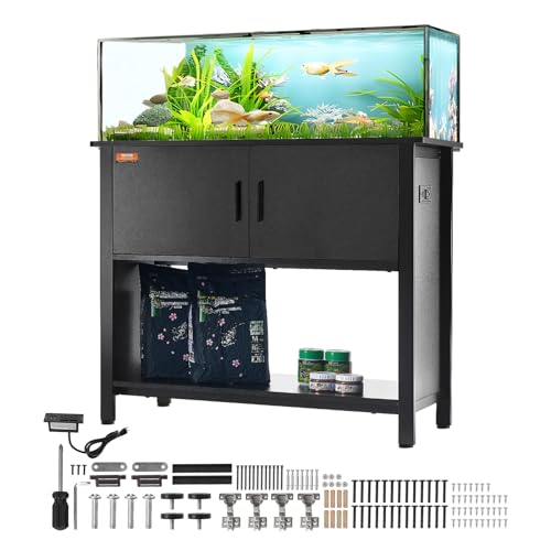 VEVOR Aquariumständer, 40 Gal Fischtankständer, 93 x 48 x 80 cm Stahl & MDF Schildkrötentankständer, 152 kg Tragkraft, Reptilientankständer mit Lagerschrank & Eingebettetem Leistungspanel Schwarz von VEVOR