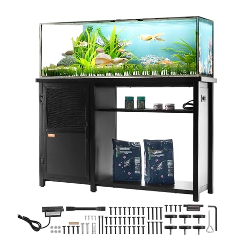 VEVOR Aquariumständer, 75 Gallonen Fischtankständer, 132 x 50 x 82 cm Schildkrötentankständer aus Stahl und MDF, 284 kg Tragkraft, Reptilientankständer mit Lagerschrank & Integriertem Netzteil von VEVOR