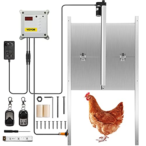 VEVOR Automatische Hühnerklappe Aluminiumlegierung/ABS Hühnertür mit Schieber 66W Hühner-Pförtner 30x30cm Tür Stallöffner mit Lichtsensor Zeitsteuerung Ideal für Außen-/Innenbereich von Hühnerställen von VEVOR