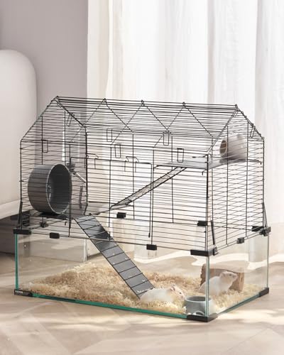 VEVOR Hamsterkäfig, 360°-Sicht, transparenter Hamsterlebensraum, Kleintierkäfig, 58x38x54 cm, belüfteter Mäusekäfig mit Wasserflasche, tragbares Hamsterhaus für Ratten, Meerschweinchen von VEVOR