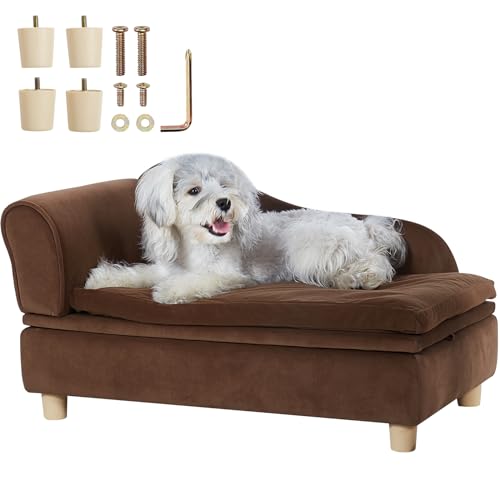 VEVOR Haustiersofa, 760 x 450 x 415 mm, Hundecouch für mittelgroße Hunde und Katzen, weiches samtiges Hundesofabett, 36 kg belastbares Katzensofa, Hundebett, Haustierbett, Dunkelbraun von VEVOR