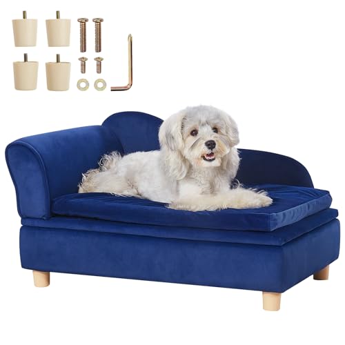 VEVOR Haustiersofa, 760 x 450 x 415 mm, Hundecouch für mittelgroße Hunde und Katzen, weiches samtiges Hundesofabett, 36 kg belastbares Katzensofa, Hundebett, Haustierbett, blau von VEVOR