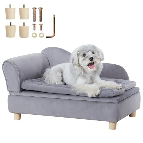 VEVOR Haustiersofa, 760 x 450 x 415 mm, Hundecouch für mittelgroße Hunde und Katzen, weiches samtiges Hundesofabett, 37 kg belastbares Katzensofa, Hundebett, Haustierbett grau von VEVOR