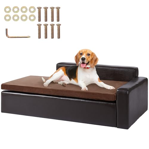 VEVOR Haustiersofa, Hundecouch für große Hunde und Katzen, Hundesofabett aus weichem Leder, 50 kg belastbares Katzensofa 101 x 58,5 x 33,5 cm von VEVOR