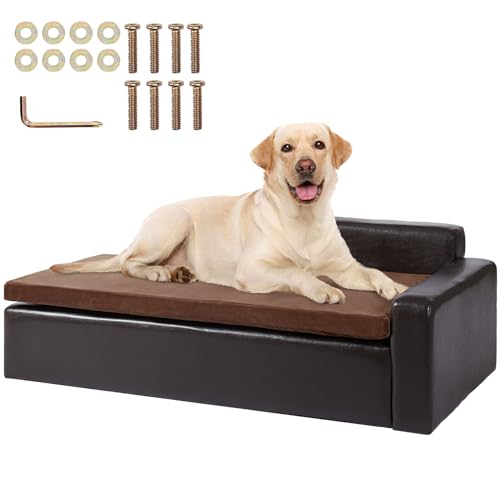 VEVOR Haustiersofa, Hundecouch für große Hunde und Katzen, Hundesofabett aus weichem Leder, 50 kg belastbares Katzensofa 101 x 58,5 x 33,5 cm von VEVOR