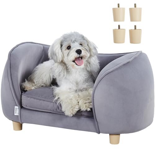 VEVOR Haustiersofa, Hundecouch für kleine Hunde und Katzen, weiches samtiges Hundesofabett, 30 kg belastbares Katzensofa, Hundebett, Haustierbett Dunkelgrau von VEVOR