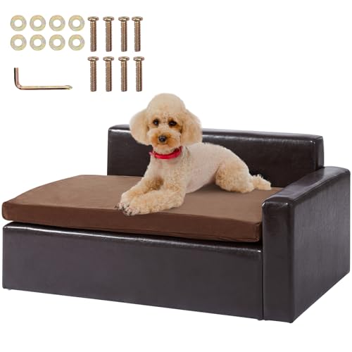 VEVOR Haustiersofa, Hundecouch für mittelgroße Hunde und Katzen, Hundesofabett aus weichem Leder, 50 kg belastbares Katzensofa 710 x 505 x 335 mm von VEVOR