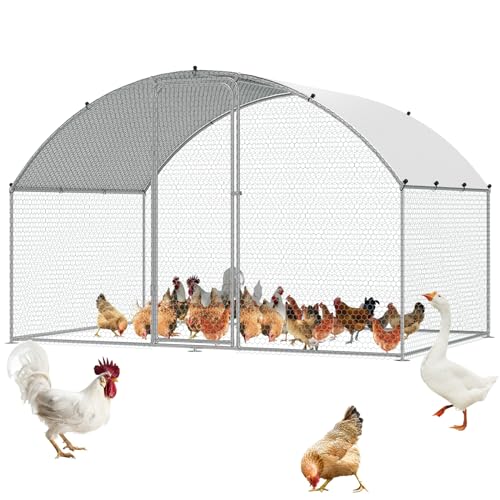 VEVOR Hühnerstall, 3 x 1,97 x 1,99 m, begehbarer Hühnerauslauf für den Hof mit Abdeckung, Hühnerhaus mit Turmdach und Sicherheitsschloss für Hinterhof, Bauernhof, Enten-, Kaninchen- und Geflügelkäfig von VEVOR