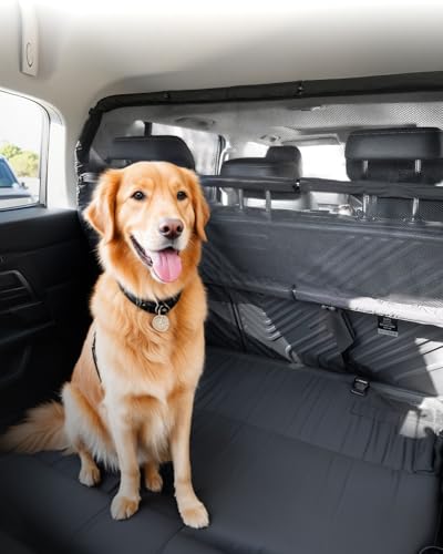 VEVOR Hunde Autobarriere 1167 mm breite Trennwand Hundegitter Autoschutzgitter Haustierbarriere mit Netzgewebe, universell passende Hunde-Autobarriere für SUVs Lkws Fahrzeuge, schwarz von VEVOR