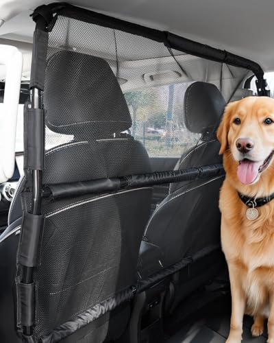 VEVOR Hunde Autobarriere 127 cm Trennwand Hundegitter Autoschutzgitter Haustierbarriere mit Netzgewebe, universell passende Hunde-Autobarriere für SUVs Lkws Fahrzeuge, schwarz von VEVOR