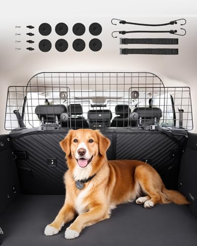 VEVOR Hunde Autobarriere einstellbare Trennwand Hundegitter 1525 mm Autoschutzgitter für die Rücksitze, Haustierbarriere aus Drahtgeflecht, universell passende Autobarriere für SUVs Lkws Fahrzeuge von VEVOR