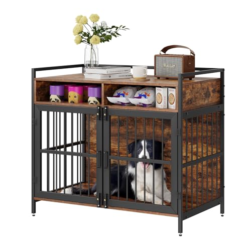 VEVOR Hundekäfig 1041x599x919mm Hundebox aus Karbonstahl-Rahmen und P2 Spanplatte Vintage Beistelltisch Drahtkäfig Haustierkäfig mit Doppeltür-Design Hundebox im Möbelstil Hundegitterbox von VEVOR