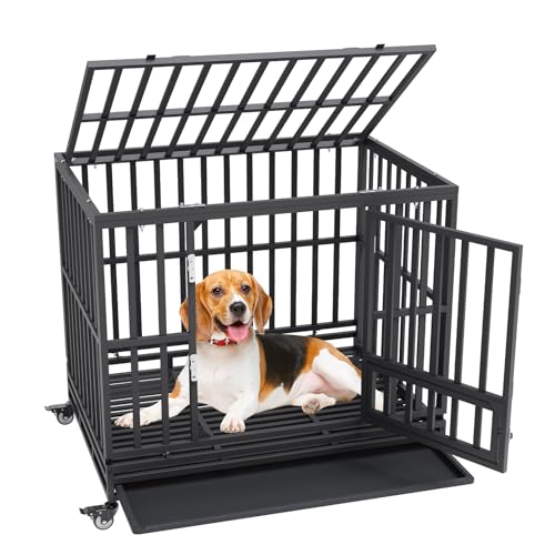 VEVOR Hundekäfig 107x77x94cm Hundebox aus Rostfreiem verzinktem Stahlrohr mit elektrostatischer Lackierung Hundegitterbox mit 3 Türen und Abnehmbarer Auffangschale Hundetransportbox Transportkäfig von VEVOR