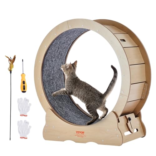 VEVOR Katzenlaufrad, 750 mm, Katzenlaufband für den Innenbereich, mit abnehmbarem Laufband, Katzen-Teaser zum Laufen, Gehen, Training, Laufrad Katzen, geeignet für die meisten Katzen bis zu 3,6 kg von VEVOR