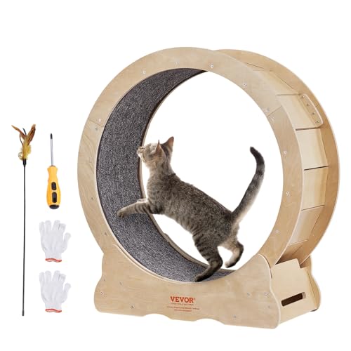 VEVOR Katzenlaufrad 750x320x800mm Laufrad Katzen aus Birken-& Pappelsperrholz Katzenrad Geräuscharm Abnehmbare Innenmatte Cat Wheel Geeignet für Katzen mit einem Gewicht von 2,72 bis 3,63kg von VEVOR