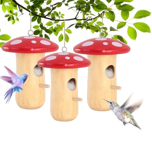 Kolibri-Häuser, 3 Stück natürliche Kolibri-Nisthäuser aus Holz, hölzerne Kolibri-Häuser, Vogelhäuser for Gartendekoration for Aufhängen im Freien, Kolibri-Nest(3pc E) von VFBVNJBJ