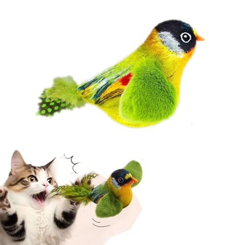 VFBVNJBJ 2025 Flatternder Vogel Katzenspielzeug, simuliertes Zwitschern Vogel Katzenspielzeug, interaktiv, flatterndes Vogel-Katzenspielzeug, 3-Gang-Schlagmodus, Katzenanreicherung, Zubehör, Spielzeug von VFBVNJBJ