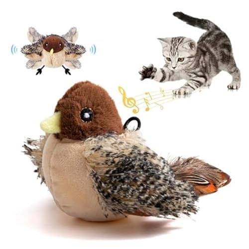 VFBVNJBJ Flapping Bird Cat ToyFlying Interactive Flapping Tweet Bird Cat Toy, Cat Bird Toy with Feather Tail for Bored Indoor Cats von VFBVNJBJ