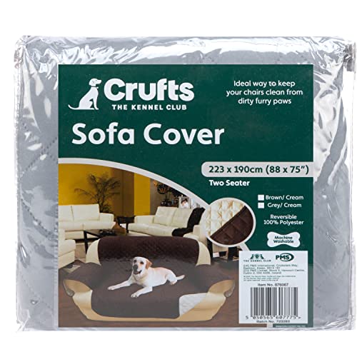 VFM/Crufts- 2 Seat Sofa Cover- Pets Sofa Cover, Grey and Beige, 223 x 190cm von VFM e-Store