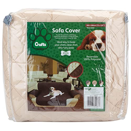 VFM/Crufts- 3 Seat Sofa Cover- Pets Sofa Cover, Cream, 280 x 190cm von VFM e-Store