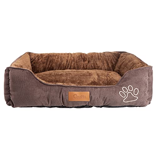 VFM/Crufts - Corduroy and Micro Plush Bolster Bed - Pet Bed - Large (Brown) 77 x 61 x 19cm von VFM e-Store