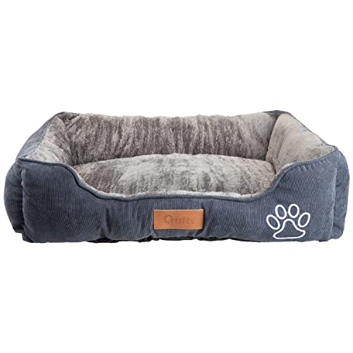 VFM/Crufts- Corduroy and Micro Plush Bolster Bed - Pet Bed - Large (Grey) 77 x 61 x 19cm von VFM e-Store