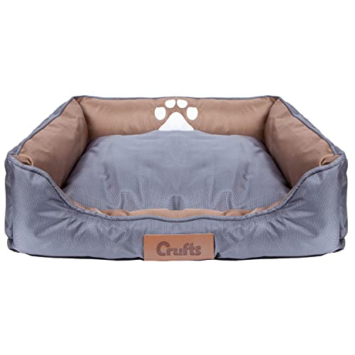 VFM/Crufts- Oxford Nylon Plush Rectangular Bolster Bed - Pet Bed - Medium (Grey) 62 x 50 x 17cm von VFM e-Store