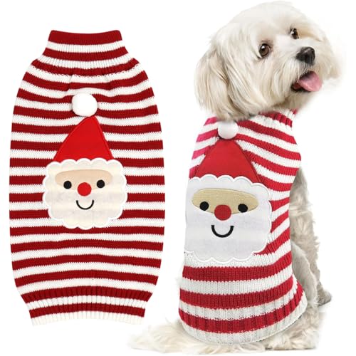 Hund Pullover Weihnachten Weihnachts Haustier Katze Hunde Pullover Gestrickter Hundepulli Weihnachten Weihnachtspullover Hund Weihnachtsoutfit Hund für Kleine Mittlere Große für Hund,Weiß L von VFY