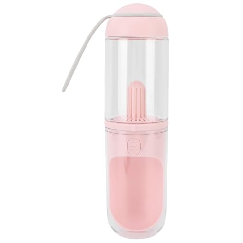 Welpen-Wasserspender, 330 Ml, Auslaufsicher, Einteiliger Tragbarer Hunde-Wasserflaschen-Futterspender für Hunde (Rosa) von VGEBY