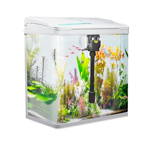 VIALIA Aquarium Komplettset mit LED-Beleuchtung, Pumpe und Filter, 24x17x29 cm, 8 Liter, Weiß, Glasbecken für Fische und Wasserpflanzen von VIALIA