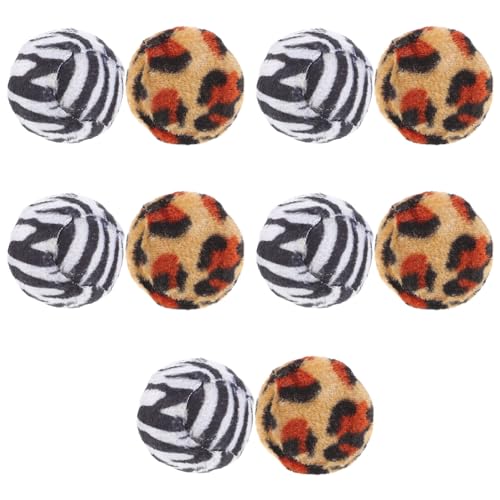 VICASKY 10er Set Interaktive Katzenbälle – Leopard Design Für Kätzchen - Hunde Und Welpen – Ideales Jagd- Und Trainingsspielzeug Indoor Spaß von VICASKY