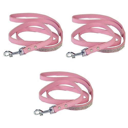 VICASKY Bunte PU-Leder-Hundeleine Mit Funkelnden Strasssteinen – Ideal Zum Training Und Spazierengehen Für Hunde Und Katzen Pink 120 cm von VICASKY