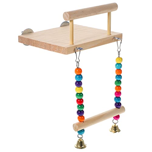 VICASKY Sittich Papageienschaukel Aus Natürlichem Vogelholz – Kletterleiter Und Hängematte Für Vogelkäfige - Stabiler Spielstand Für Vögel - Ideal Zum Klettern Und 60 cm Lang von VICASKY