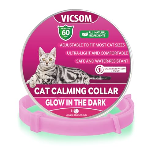 Beruhigendes Halsband für Katzen, Leuchtendes Beruhigendes Katzenhalsband, Wasserdicht Einstellbare Leuchtendes Katzenhalsband zur Beruhigung, Katzen Pheromonen Anti-Stress-Halsband 1-Stück Rosa von VICSOM