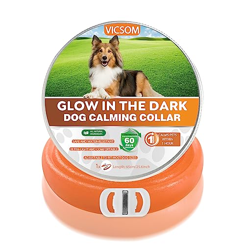 Beruhigungshalsband für Hunde, Leuchtendes Hunde Halsband Beruhigungshalsbänder, Pheromon Wasserdichtes Leuchtendes Angst Relief Anti Stress Hundehalsband für alle Hund Orange 1er-Pack von VICSOM