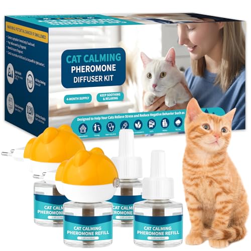 VICSOM 6-in-1 Pheromone Diffuser Katzen - 120 Tage Pheromone Katzen Steckdose für Katzen Anti Stress, Katzen Beruhigung, 48ml Katzen Pheromone Diffuser (2 Diffuser + 4 Nachfüller) von VICSOM