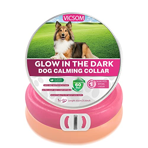 VICSOM Beruhigungshalsband für Hunde, Leuchtendes Hunde Halsband Beruhigungshalsbänder, Pheromon Wasserdichtes Leuchtendes Angst Relief Anti Stress Hundehalsband für alle Hund Rosa 1er-Pack von VICSOM