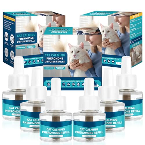 VICSOM Pheromone Katzen Nachfüllpack - 180 Tage Pheromone Diffuser Katzen für Katzen Anti Stress, Katzen Beruhigung, 48ml Katzen Pheromone Diffuser (6 Nachfüller) von VICSOM