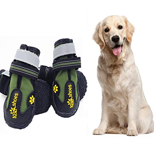 VICTORIE Hundeschuhe Pfotenschutz Regenschutz Hundestiefel Wasserdicht Für Haustier Kleine Mittlere Und Große Hunde 4 Stücke Tarnfarbe L von VICTORIE